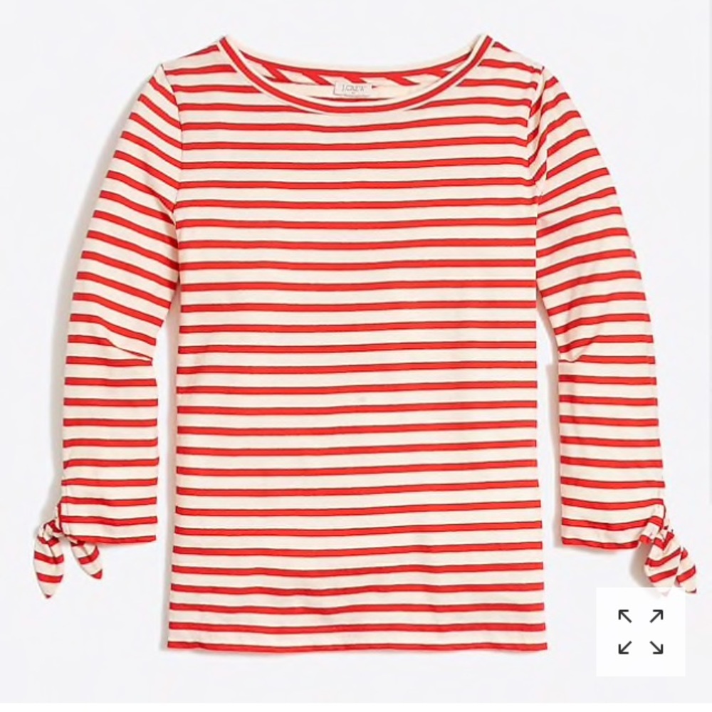 J Crew Factory Tie Sleeve Striped Tee Sz S